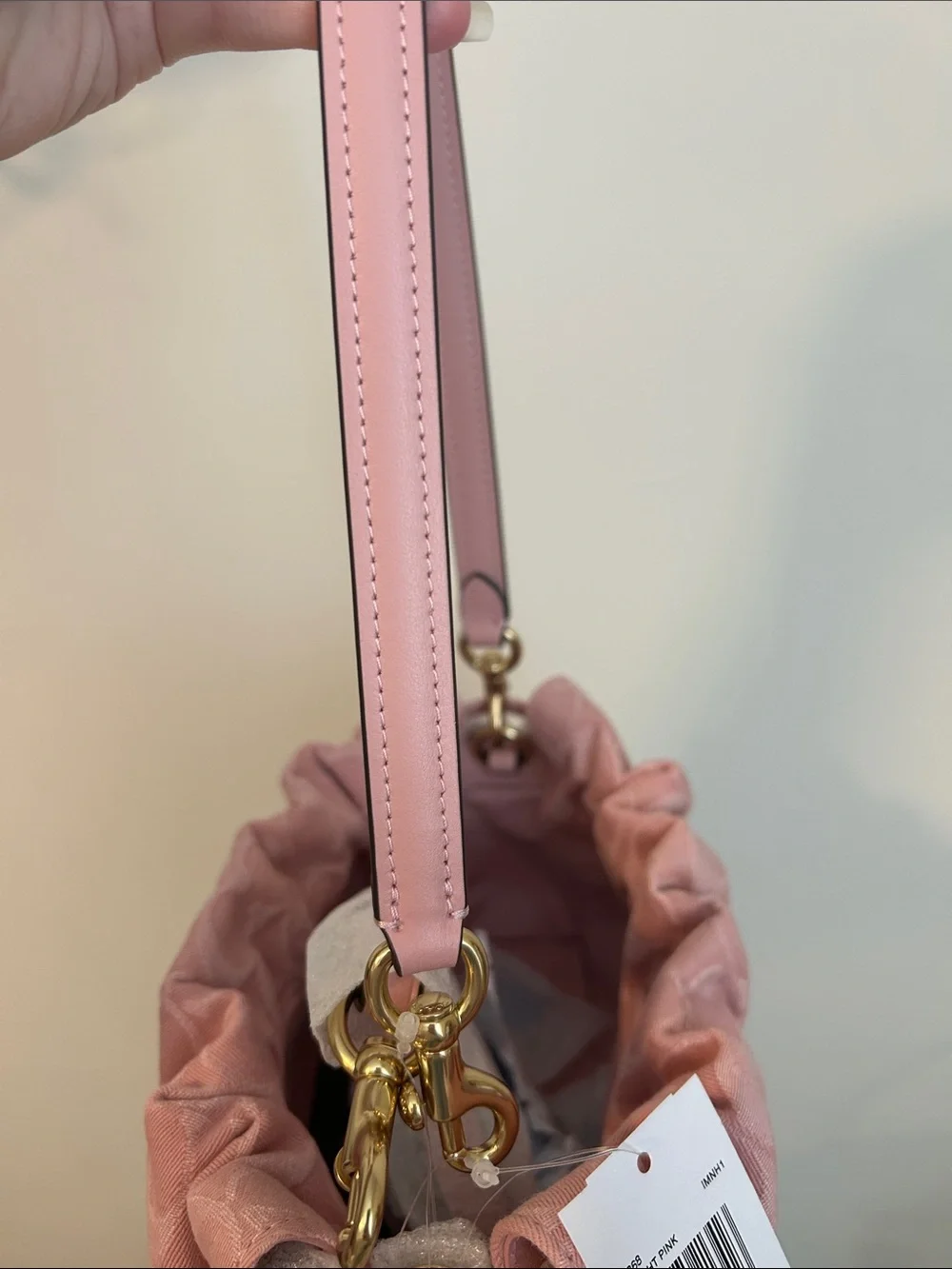 coach pink denim faye shoulder bag
